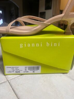Gianni Bini Cafe Cream Strappy Low Heel Sandals